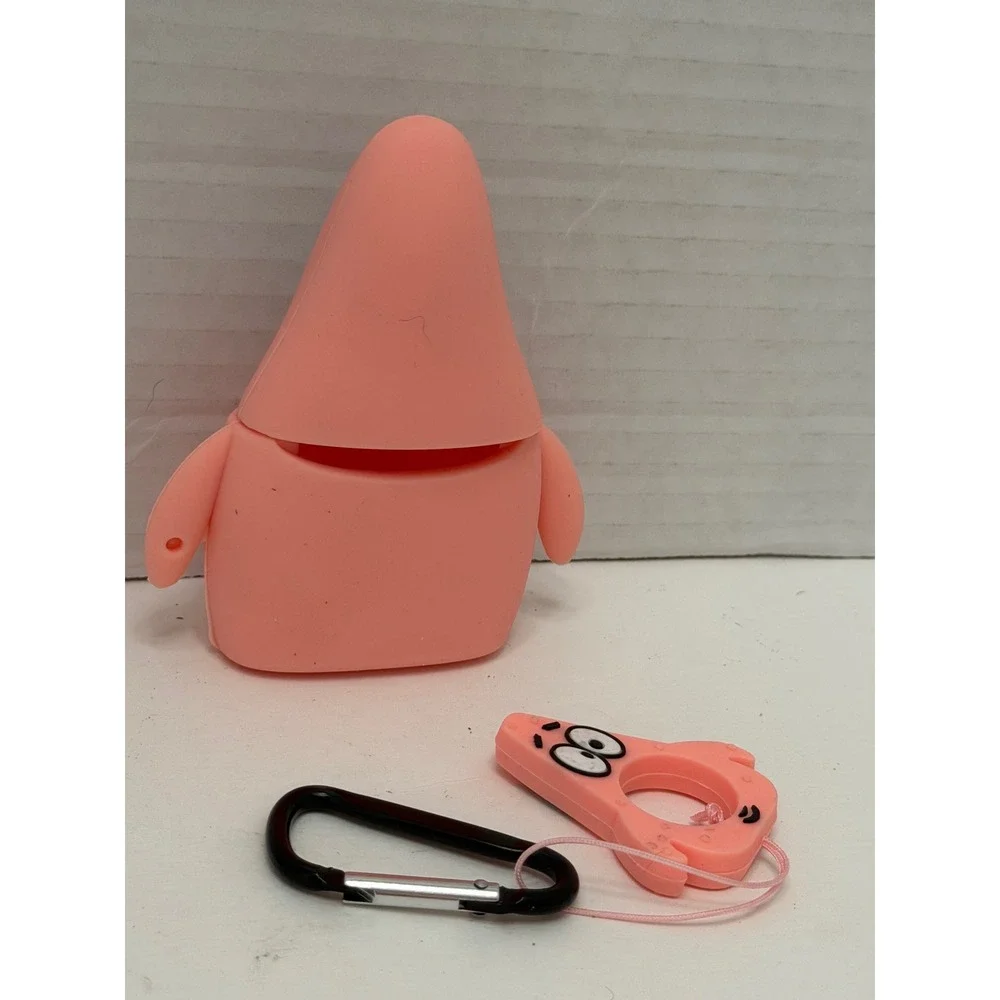 Patrick Star SpongeBob Silicone AirPods Case Cover with Carabiner Pink Ring
